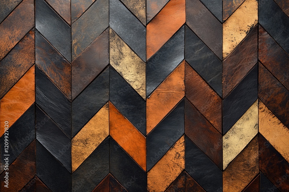 Poster This rustic tapestry showcases a chevron pattern with earthy tones, capturing a sense of warmth and timeless design within its textured surface.