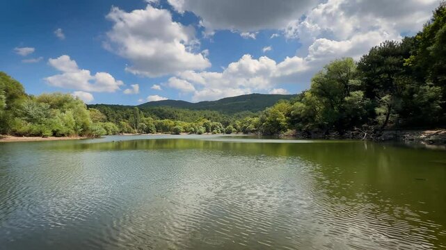 Calm Lake Waves in Karagol (Black Lake) Nature Park, Izmir, Turkey. Nature Background