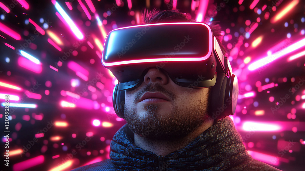 Poster virtual reality experience ai-generated imagery in a futuristic environment captured from a dynamic 