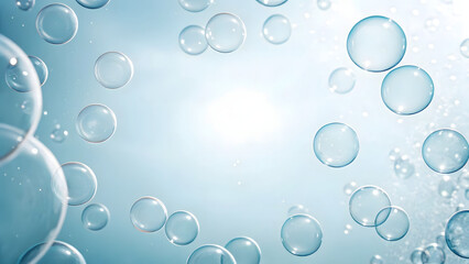 bubbles floating on a blue background