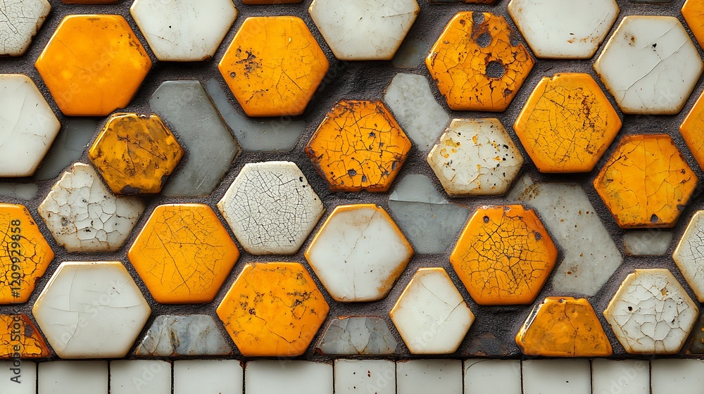 Poster hexagonal pattern: a captivating abstract background featuring a close-up view of an intricate hexag