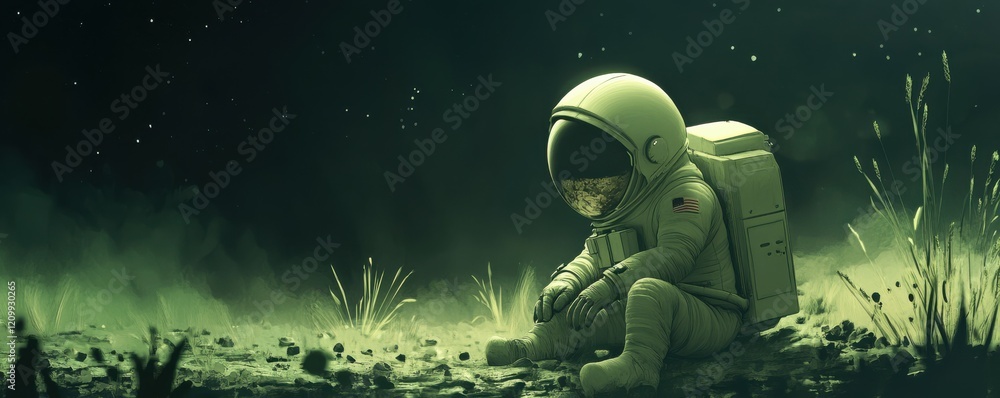 Poster a lone astronaut encountering an alien civilization that has achieved a deep understanding of the un