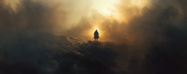 A lone astronaut returning to Earth after a long journey through the cosmos, bringing back a message of universal love and understanding.