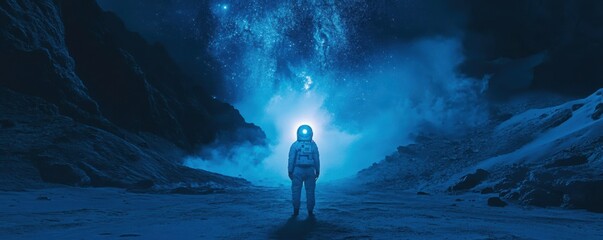 A lone astronaut returning to Earth as a transformed being, sharing newfound wisdom and enlightenment with humanity.