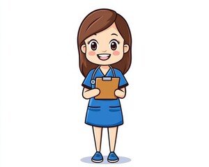 Cheerful Female Healthcare Worker Holding Clipboard and Smiling