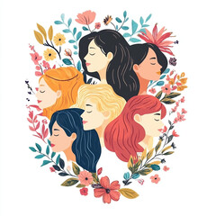 happy International Women's Day 8 march card on white background 