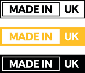 Made in UK badge, label. United Kingdom product emblem. Editable Stroke