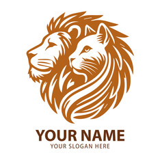 lion cat logo vector template. lion cat logo icon vector illustration.