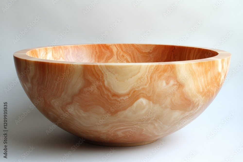 Poster a round marble bowl with flowing orange and white tones that create a mesmerizing effect. this piece