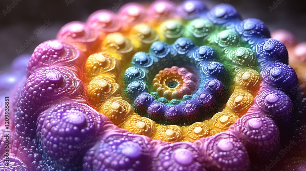 Poster rainbow spiral: a mesmerizing and abstract spiral pattern in vibrant rainbow colors, creating an opt