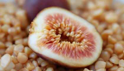 Close-up of a sliced fresh fig