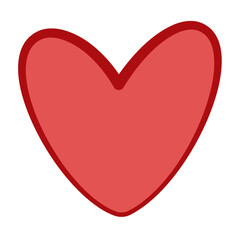 Valentine red heart icon doodle style. Heart shape, love, romance valentine's day. Hand drawn Trendy flat style isolated red heart love symbol. Vector illustration