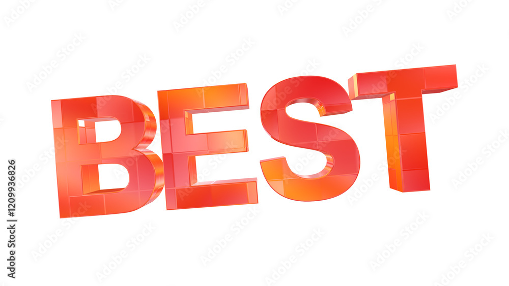 Poster 3d best text with orange metal and mosaic tiles texture effects isolated on a transparent background