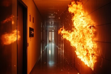 Emergency exit - fire in the building, Generative AI