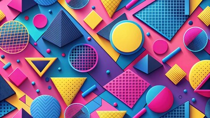 Obraz premium Vibrant Geometric Shapes in a Bold and Colorful Abstract Composition