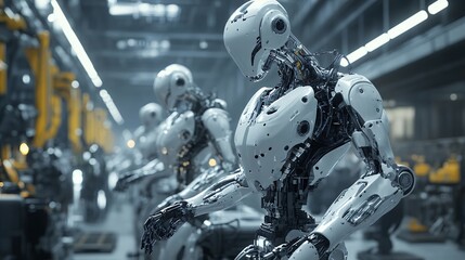 Fototapeta premium Advanced Robots in Modern Factory Automation