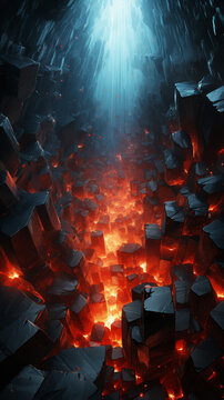 magma and the collapsing surface of rocks during an eruption.  Generative AI