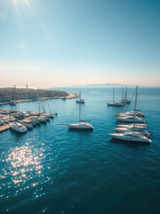 Obraz premium A panoramic view of the picturesque port of Marseille filled with colorful yachts, boats, destination, harbor, vacation