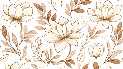 Beige and Mocha Mousse Damask Seamless Pattern