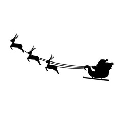 サンタクロースのシルエット　クリスマス素材　イラスト