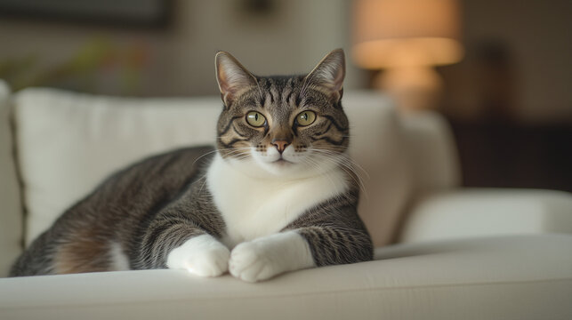 Katze, die auf einem Sofa liegt, Generative AI
