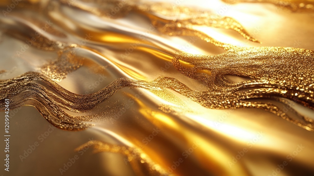 Aufkleber captivating gold texture with fluid motion and chaotic elegance reflecting light in a stunning abstr