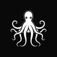A silhouette octopus line art vector illustration