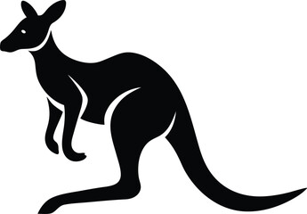 A simple silhouette of a kangaroo hopping