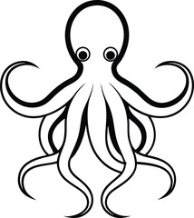 A silhouette octopus line art vector illustration