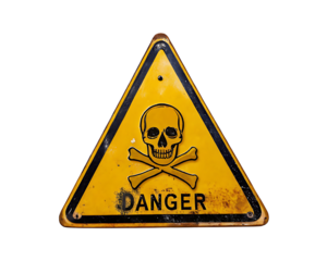 danger sign with skull and cross bones isolated on white background PNG.AI GENERATED