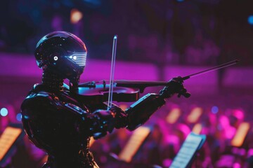 Fototapeta premium Futuristic Robot Violinist in Concert