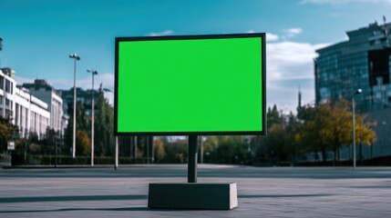Outdoor digital billboard with green screen for advertising in an urban environment