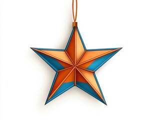 Obraz premium Colorful geometric star ornament in bright blue and orange hues
