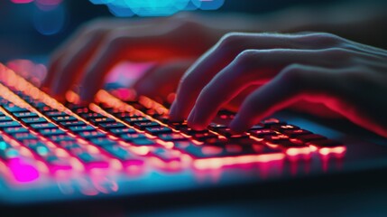 Cybersecurity Incident Response Recovery concept. Glowing Backlit Keyboard with Security Alert Notification