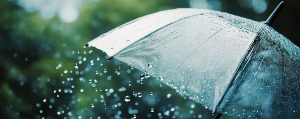 Rainy day with a transparent umbrella