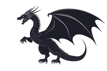 black dragon illustration on white