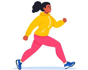 Obraz premium Vibrant illustration of a young woman jogging with athletic apparel