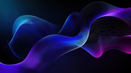 Obraz premium Glowing Data Streams in Dark Minimalistic Theme with Soft Blue and Purple Tones