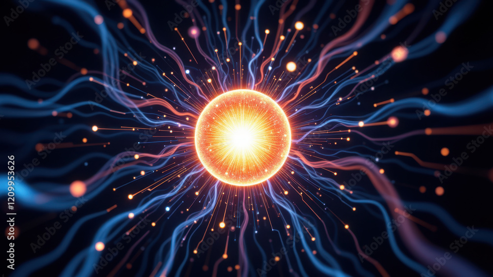 Poster ai-generated concept art with an intricate neural network design, showcasing futuristic technology t
