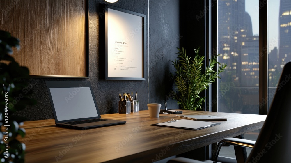 Poster virtual interview room setup with clean, simple background
