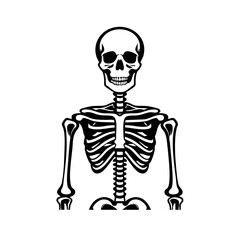 Simple black and white skeleton icon illustration vector. 