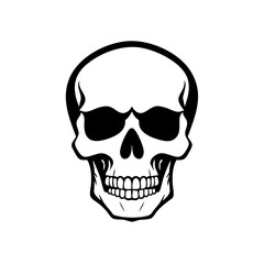 Fototapeta premium Simple black and white skeleton skull icon illustration vector. 