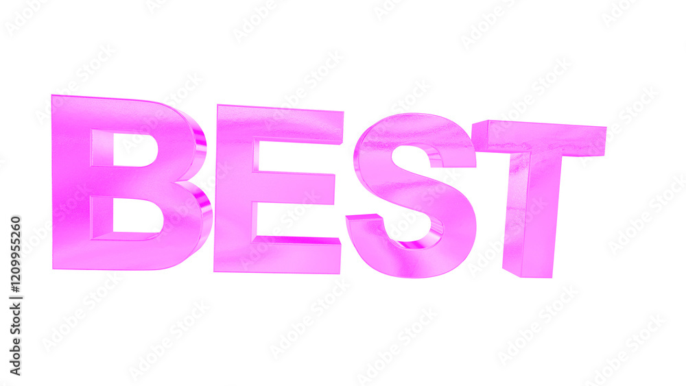 Poster 3d best text with pink iridescent effect isolated on a transparent background. 3d elements for graph