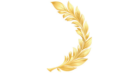 golden feather on white background