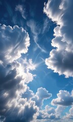 A light breeze rustled through the clouds in the clear blue sky, clouds drifting, blue sky