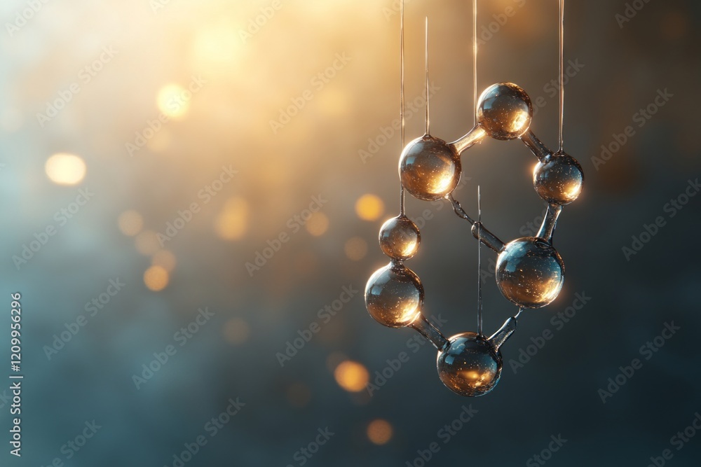 Poster abstract representation of molecular structure with glowing background.