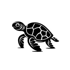 Simple black and white Turtle icon illustration vector.