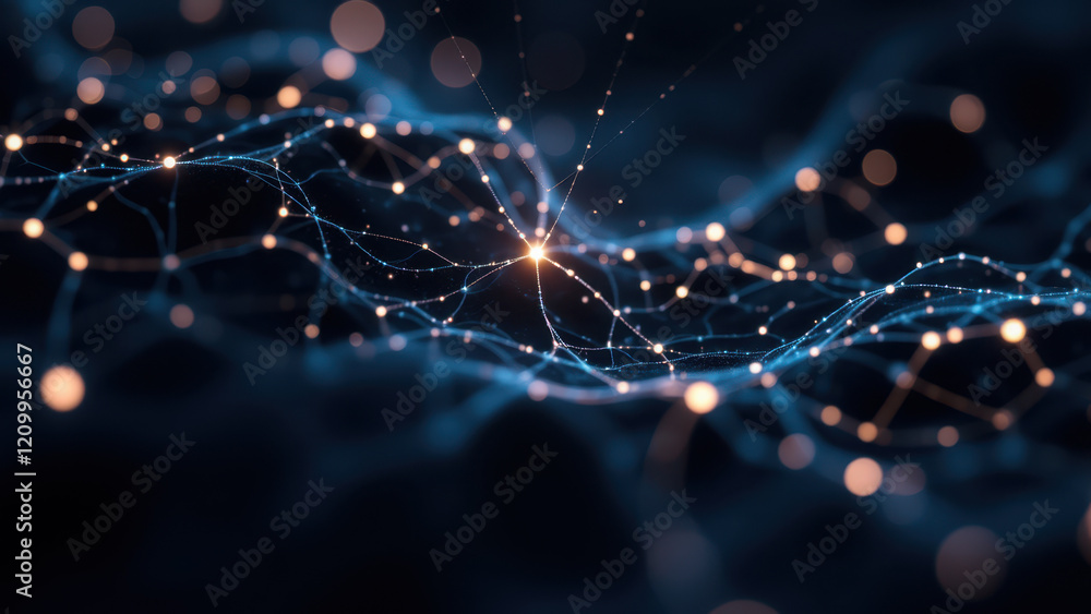 Poster ai neural network with glowing synapses.
