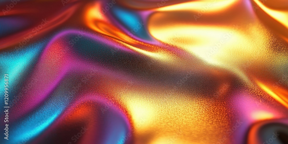 Poster vibrant metallic texture with colorful swirls and soft waves on smooth surface for creative backgrou