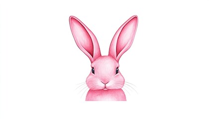 Fototapeta premium A vibrant pink rabbit portrait against a plain background, showcasing its features and expression